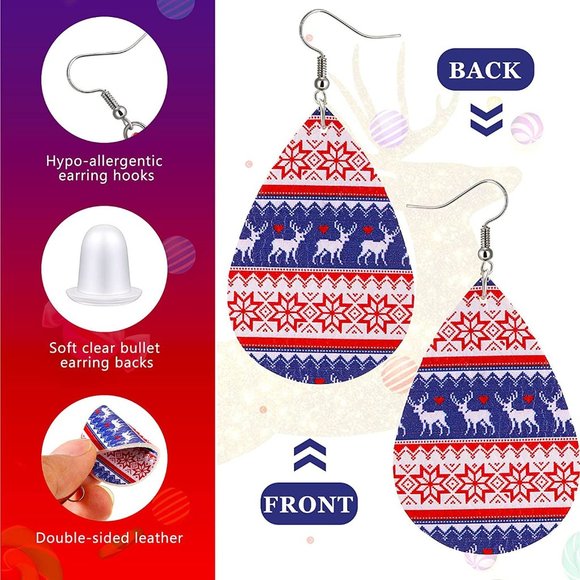 New 24 Pairs Seasonal Fall Faux Leather Earrings Teardrop Earrings Sunfl… - Picture 5 of 7